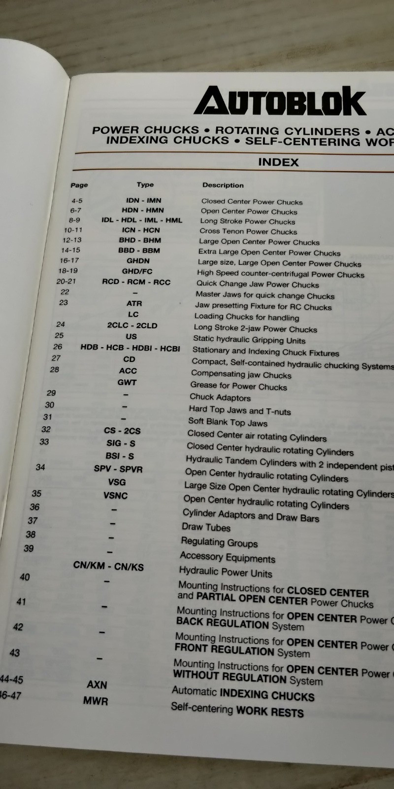 1994 AUTOBLOK POWER CHUCKS catalog C6