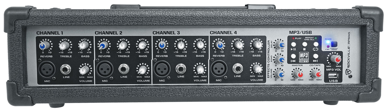 Rockville RPM45 1800w Powered Soundboard Mixing Console Mixer For Church/School