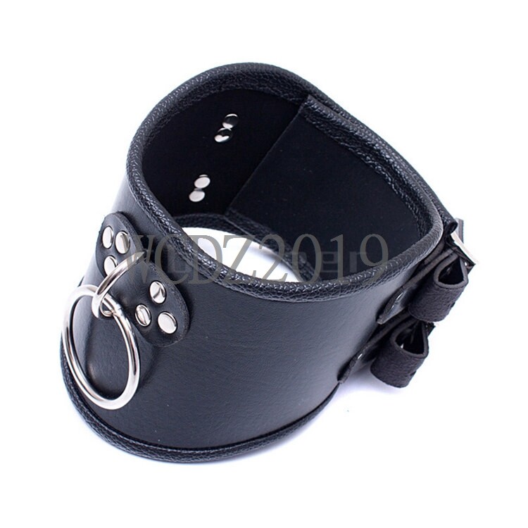 PU Leather Neck Collar Cuffs Locking Posture Strict Bondage Corset Slave Cosplay