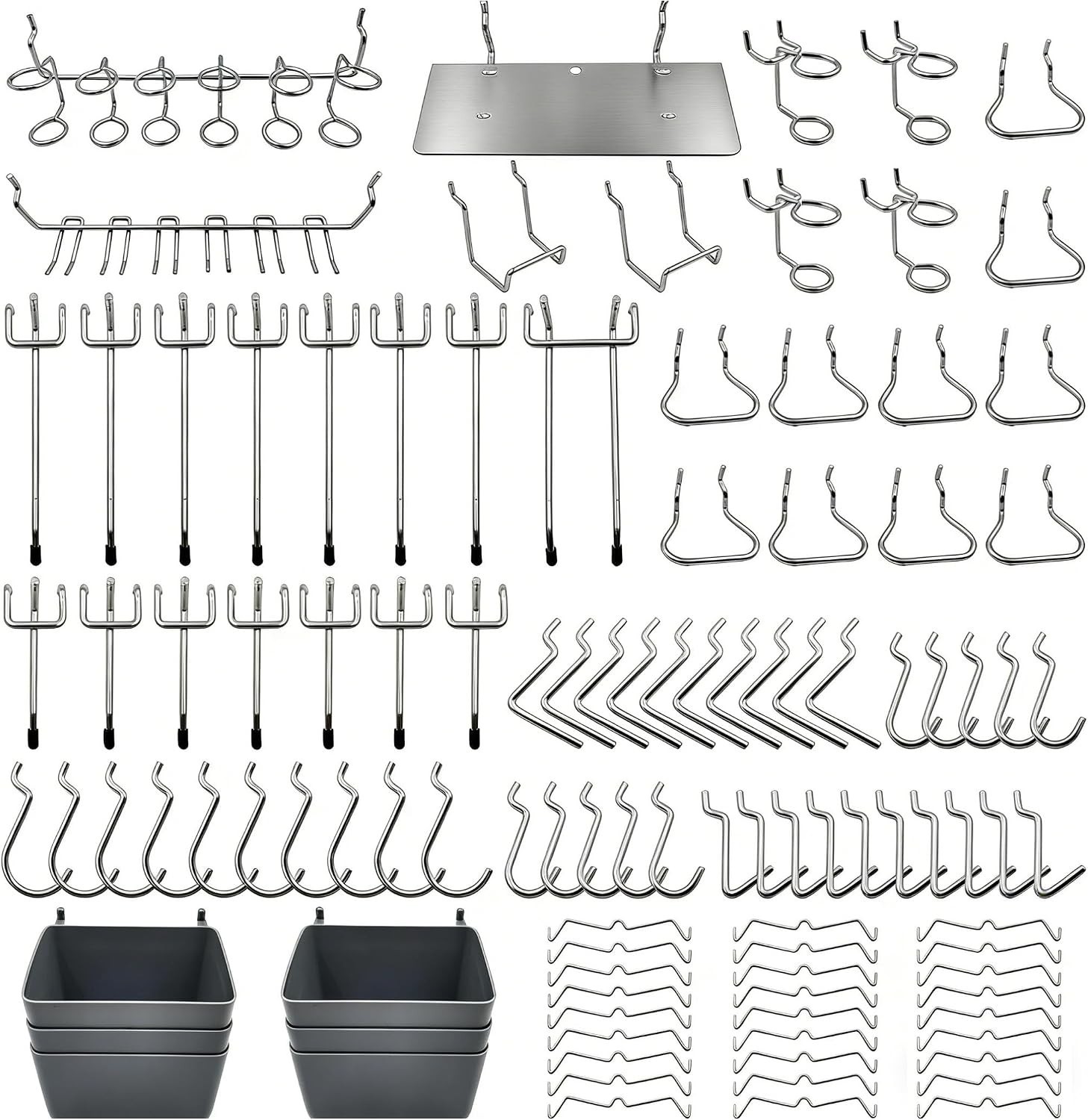 Pegboard Hooks Assortment with Pegboard Bins, Peg Locks, for Organizing Vario...