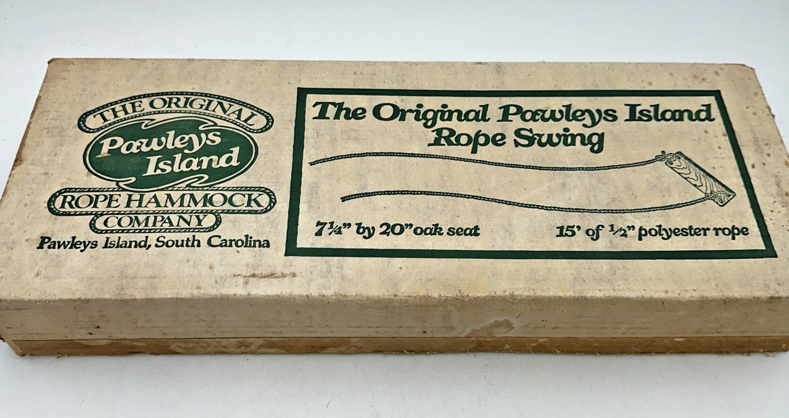 Vtg "The Original Pawleys Island Rope Swing" 20" Oak Seat 15' Rope BRAND NEW