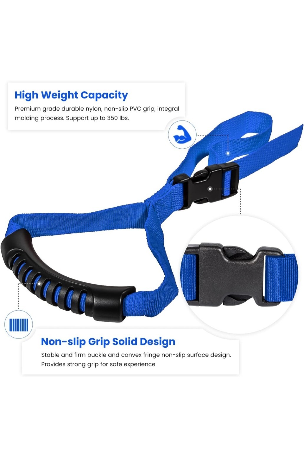 E-cowlboy Auto Cane Grab Handle Adjustable Standing Aid Safety 2 Pack, Blue G