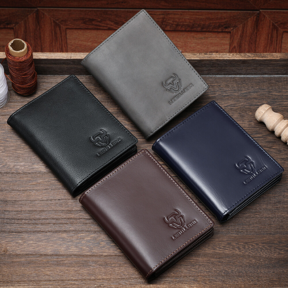Men's Cowhide Leather Wallet RFID Blocking Large Capacity 15 Slots Coin Purse