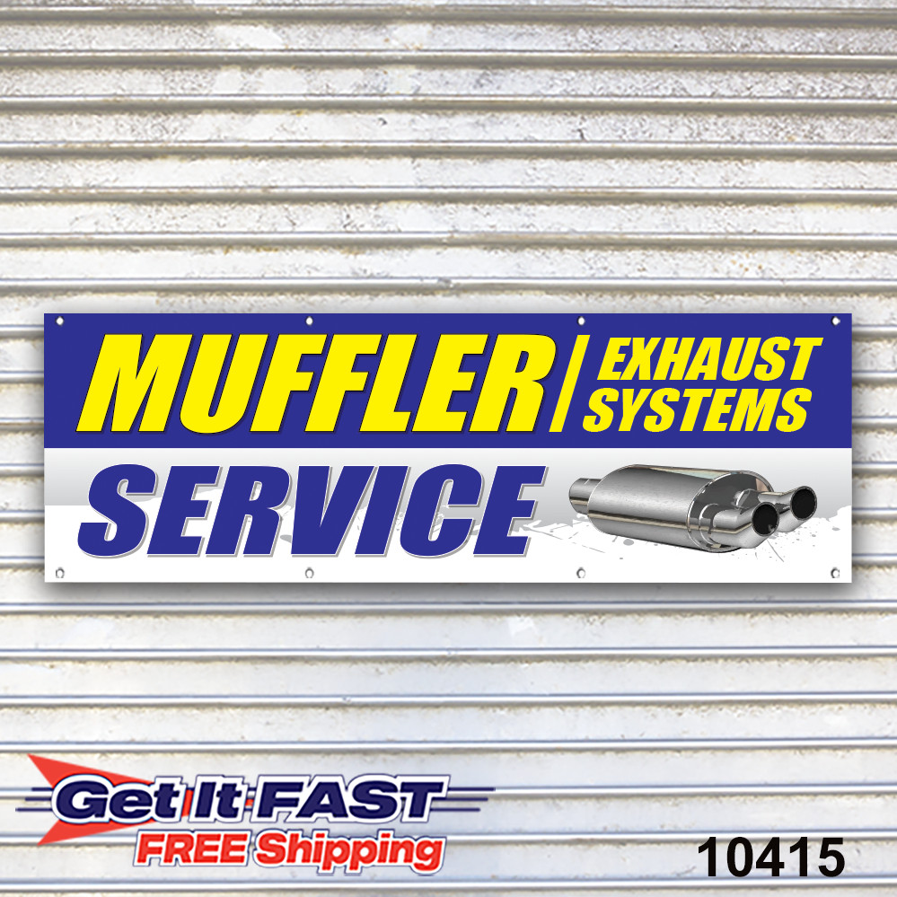 Muffler Service Banner Sign Auto Repair Tire Dealer Service Bay Garage