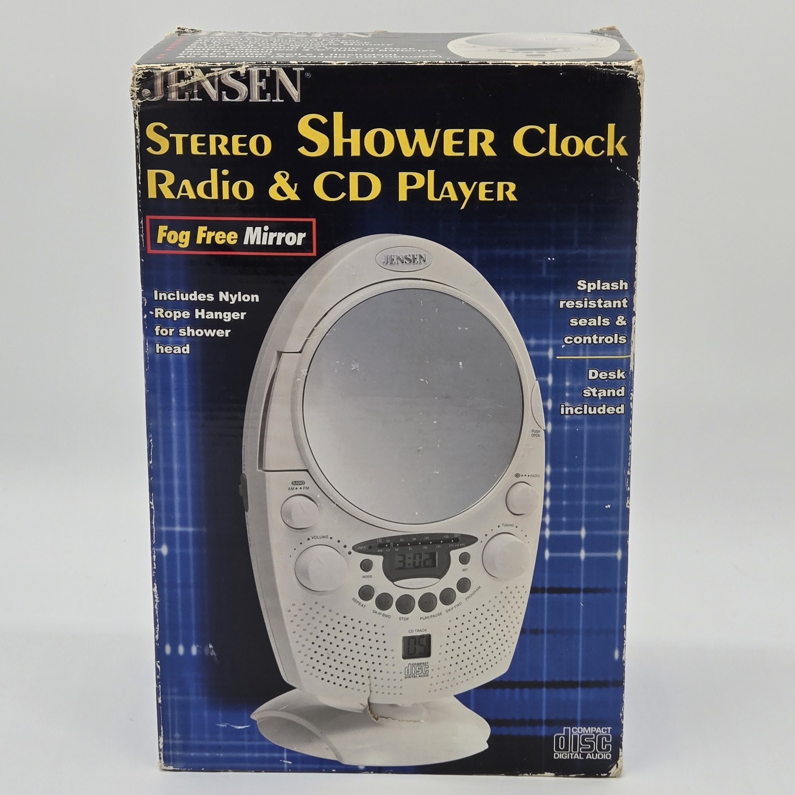 Vintage Jensen JCR-550 Shower Radio CD Player AM/FM Stereo Clock Mirror NEW
