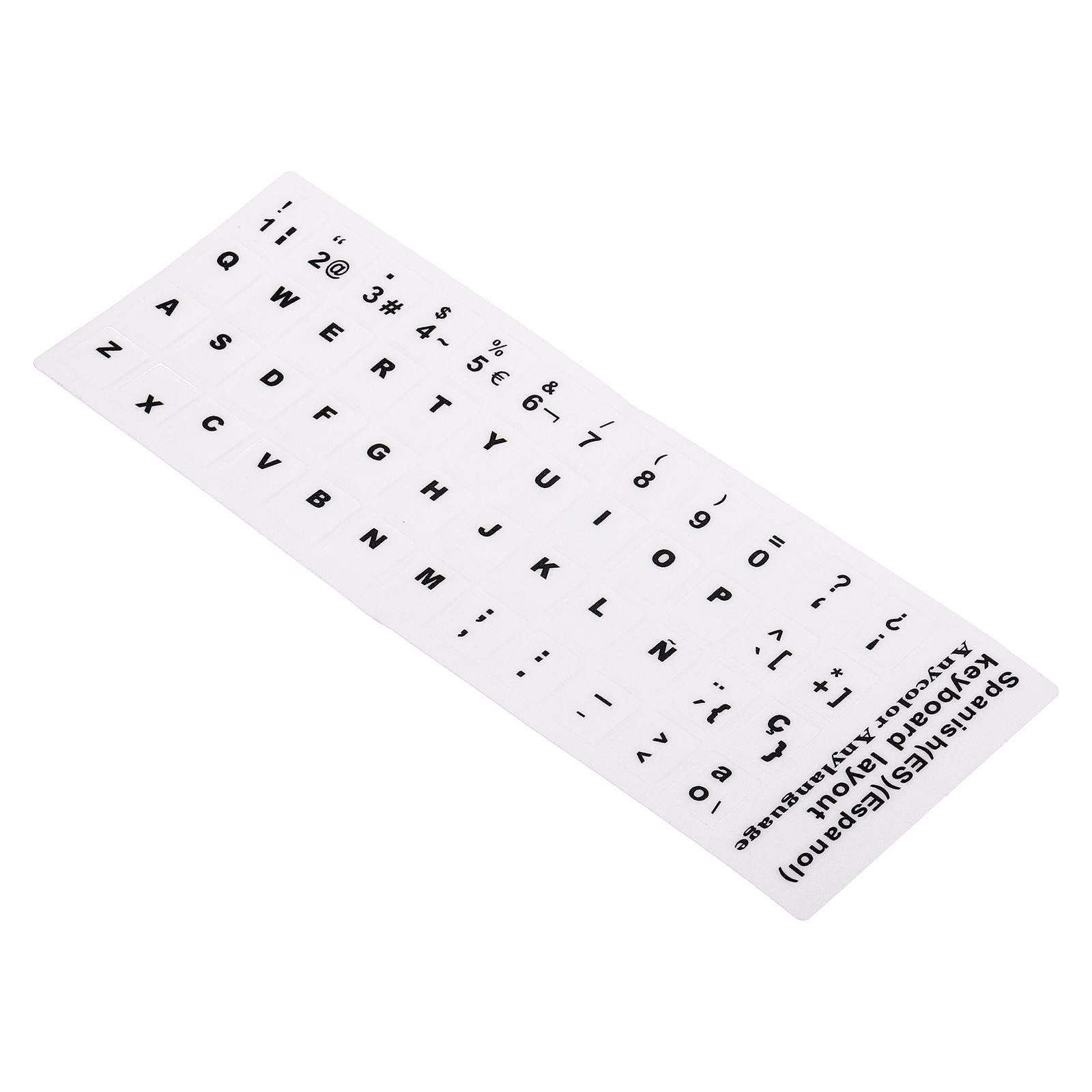 Spanish Keyboard Stickers, 2Pcs Computer Cover White Background Black Lettering