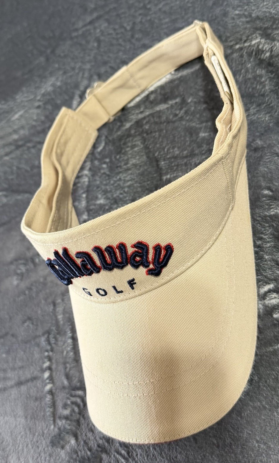 Callaway Golf Visor Hat Beige Red Trim Adjustable One Size OSFA