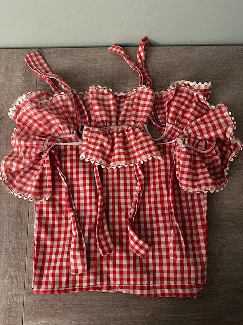 Longaberger Large Picnic Basket Liner Red Gingham Early 1990s Original Fabric