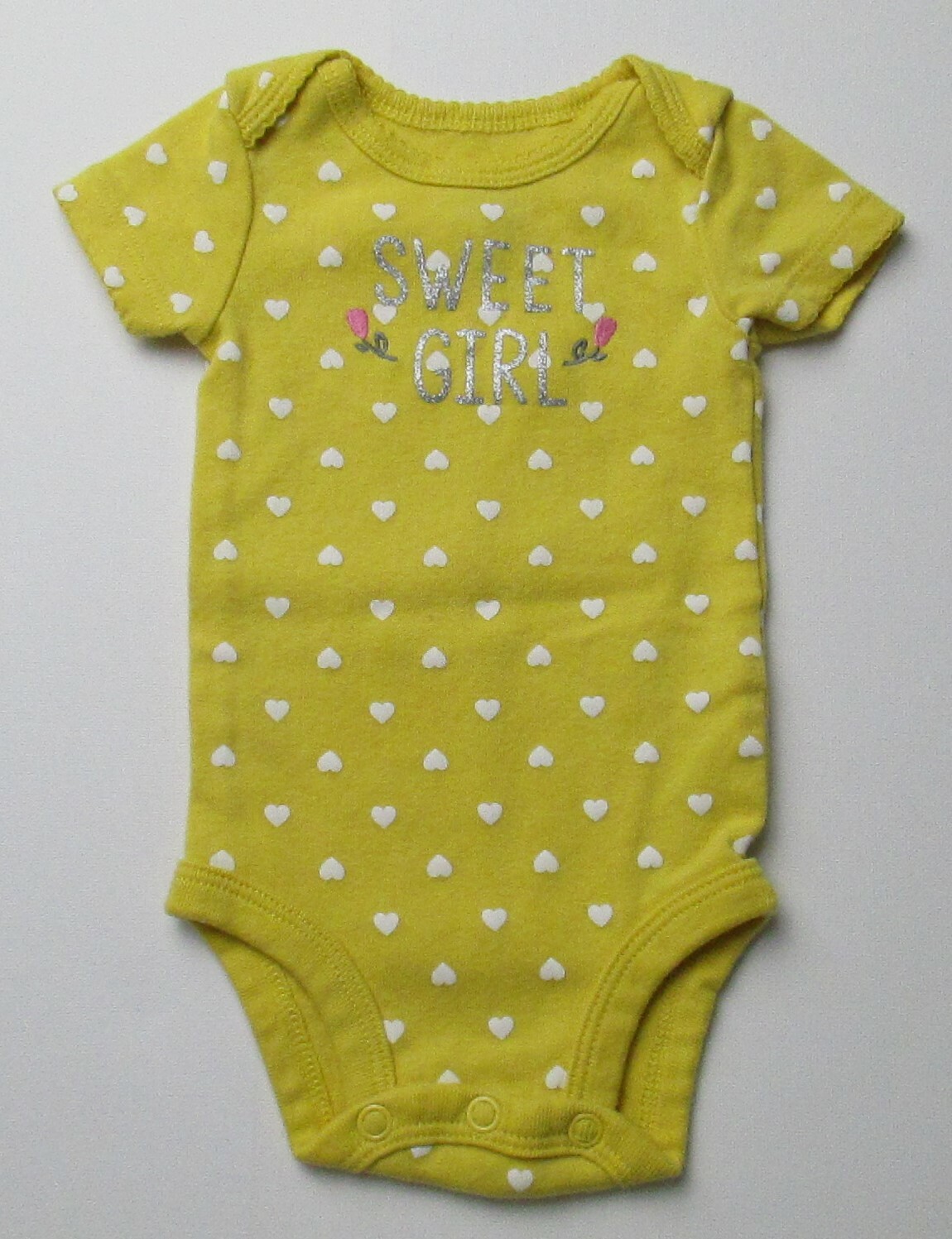 Infant Baby Girls Newborn Child of Mine Sweet Girls Yellow with Hearts Shirt