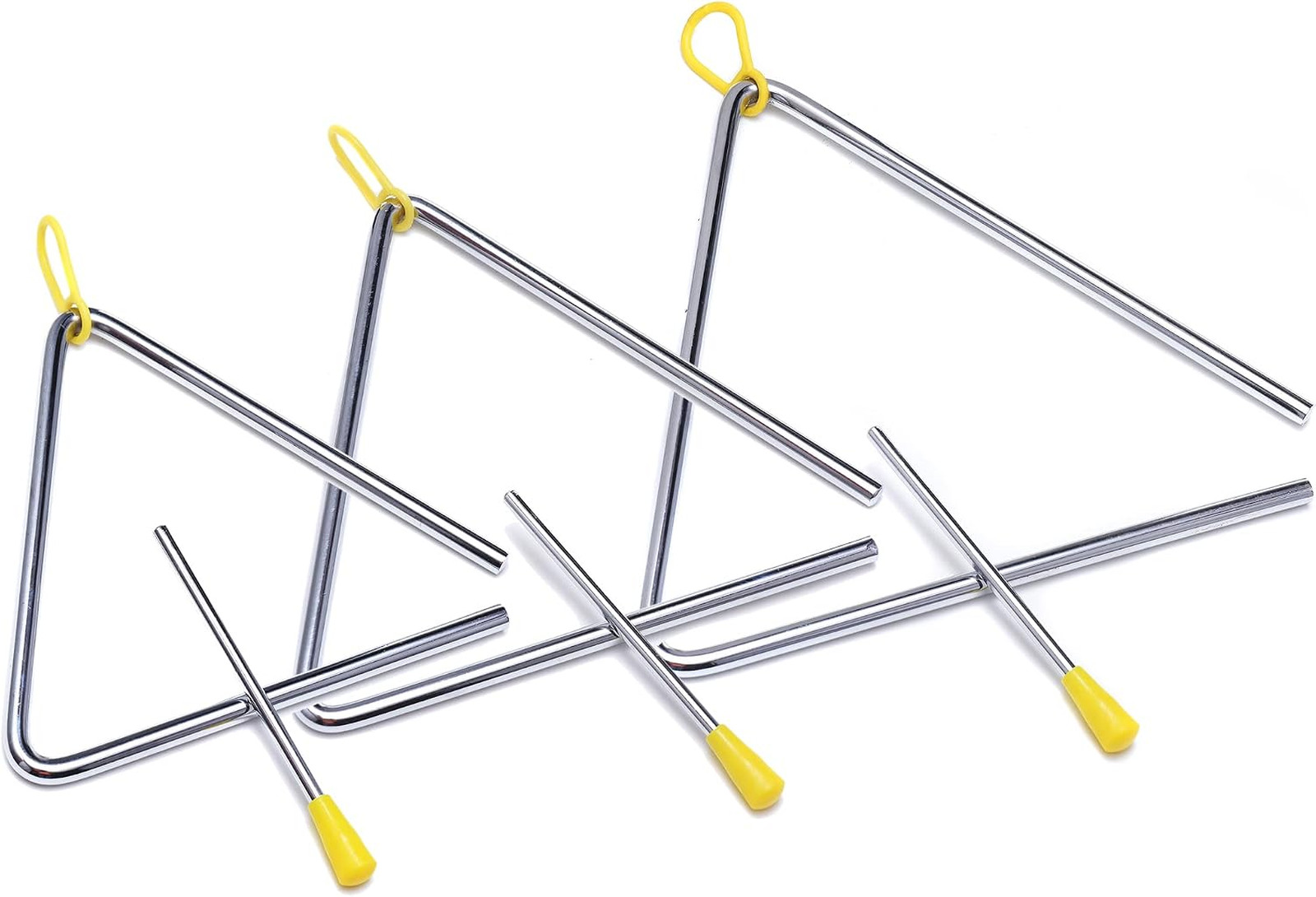 Percussion Triangle Set 3 Pieces 6 7 8 Inch Steel Hand Instruments Rhythm