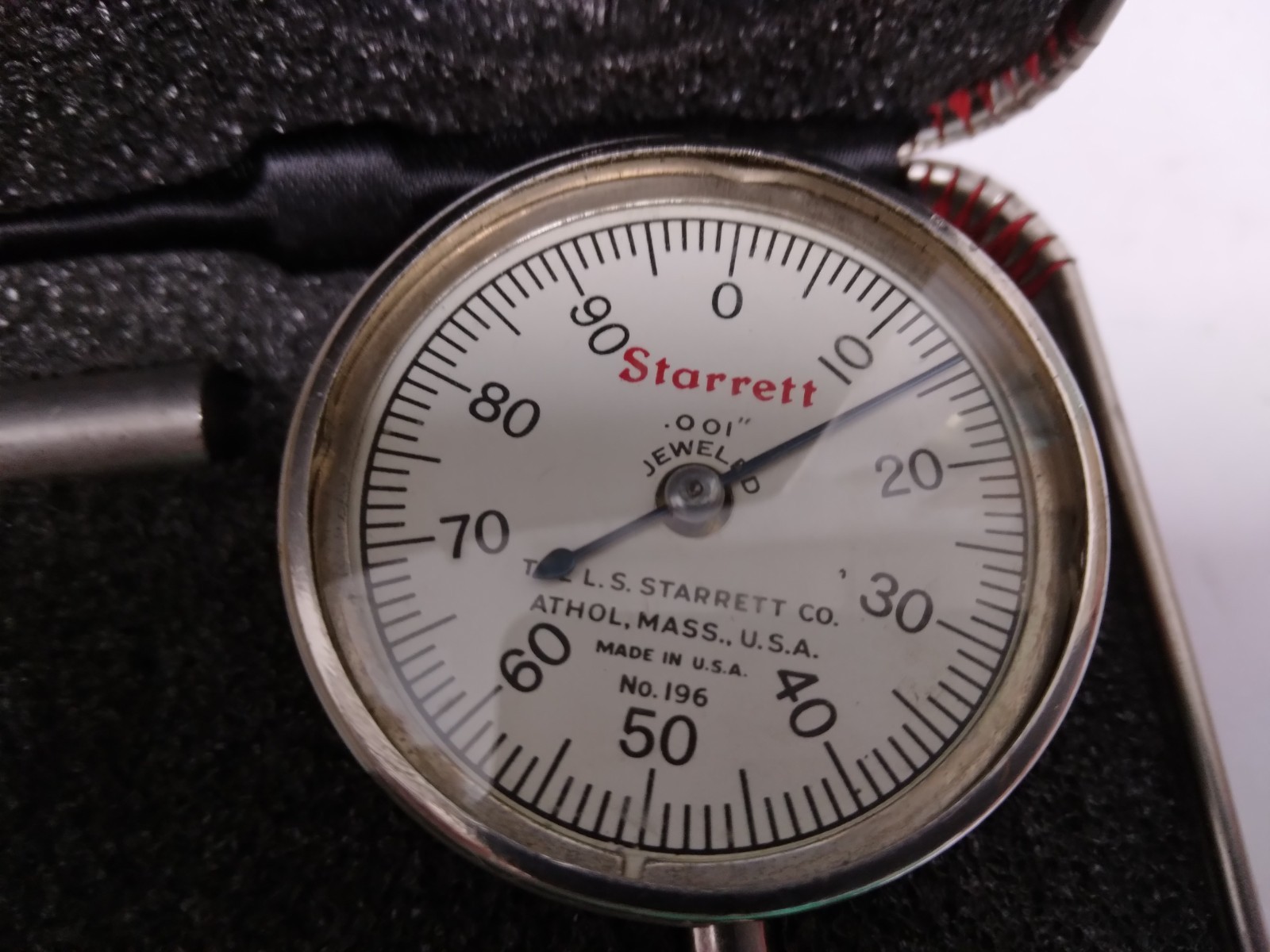 Starret 196 Back Plunger Dial Indicator .0-01" Jeweled