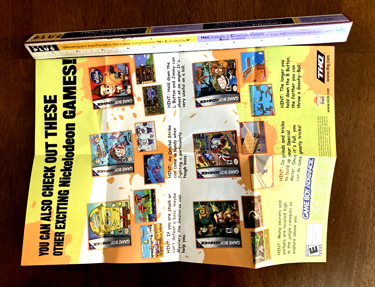 SET OF 5 SpongeBob Gameboy Advance Instruction Booklets Inserts Posters Points