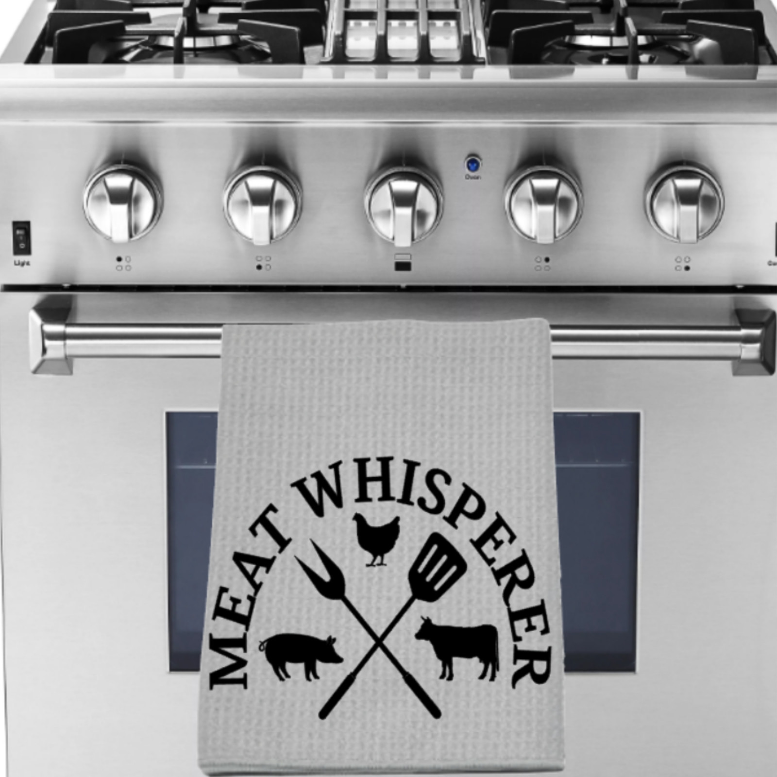 Meat Whisperer Dish Towel 16x24 Gray Kitchen Cooking BBQ Grilling Dishcloth