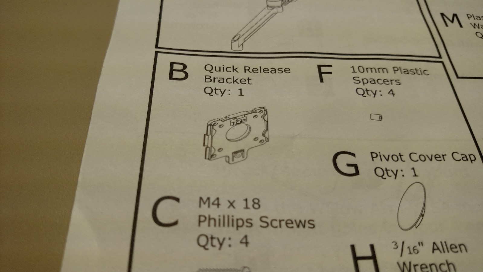 WORKRITE ERGONOMICS FLAT SCREEN ARM 6400560 QUICK RELEASE BRACKET 100 OR MORE
