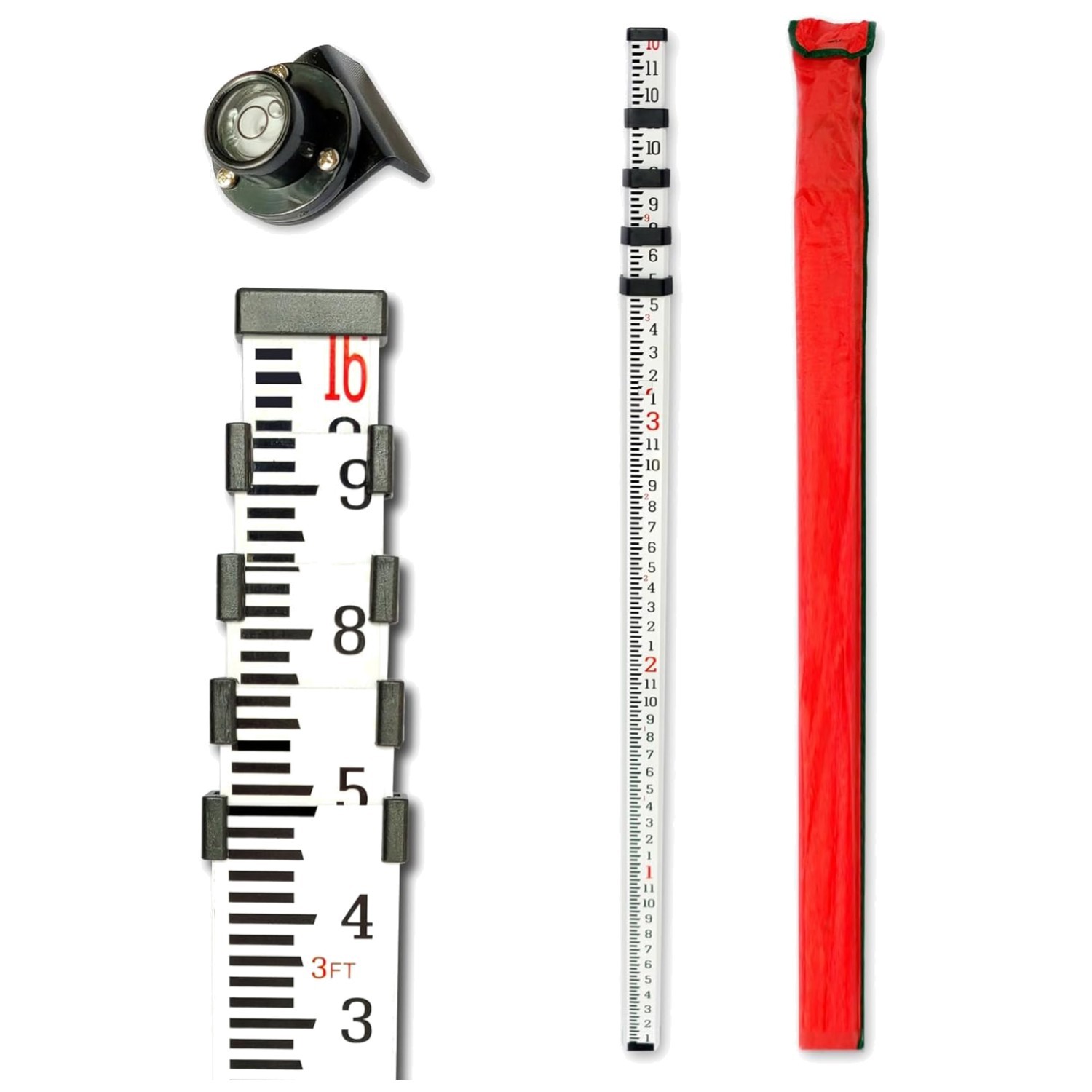 Grade Rod，16-Foot Aluminum Grade Rod - 10ths，Grade Stick for Laser Level，Surv...