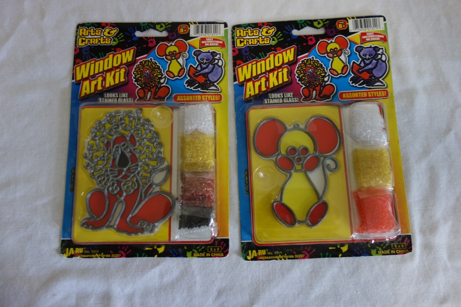 2  Bake It Stained Glass Suncatcher Vintage Arts Crafts Lion Mouse