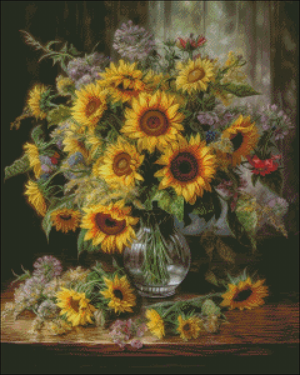 Sunflowers Bouquet in a Vase - Chart Counted Cross Stitch Patterns Needlework