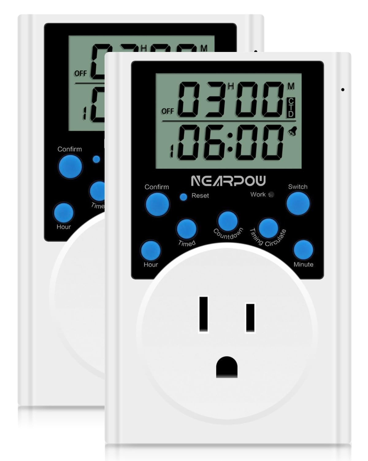 [2 Pack] Timer Outlet, Nearpow Multifunctional Infinite Cycle Programmable