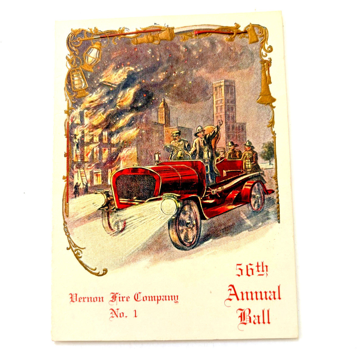Jan. 14, 1921 Fire Dept. Invitation to 56th Annual Ball, Vernon Fire Co. No. 1 *