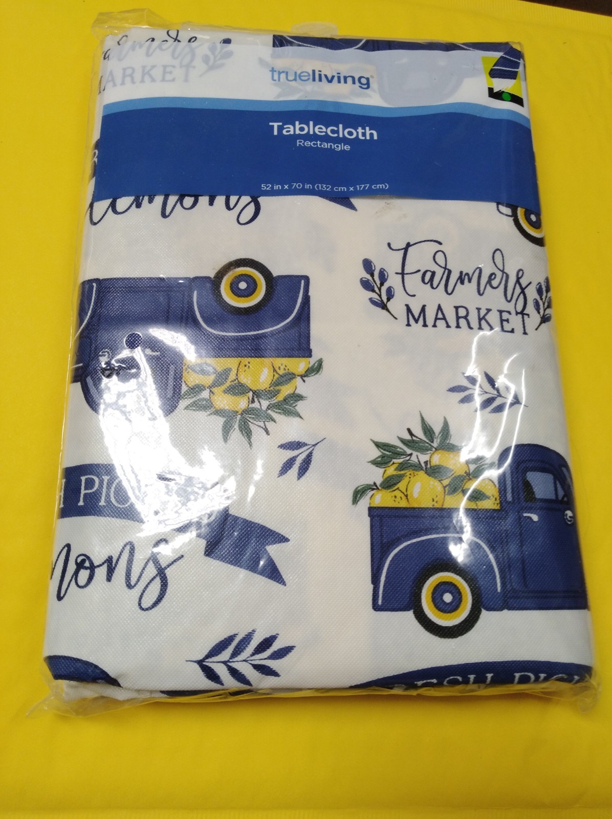 Trueliving Blue Truck Lemons Farmers Market Rectangle Tablecloth  52" x 70” New