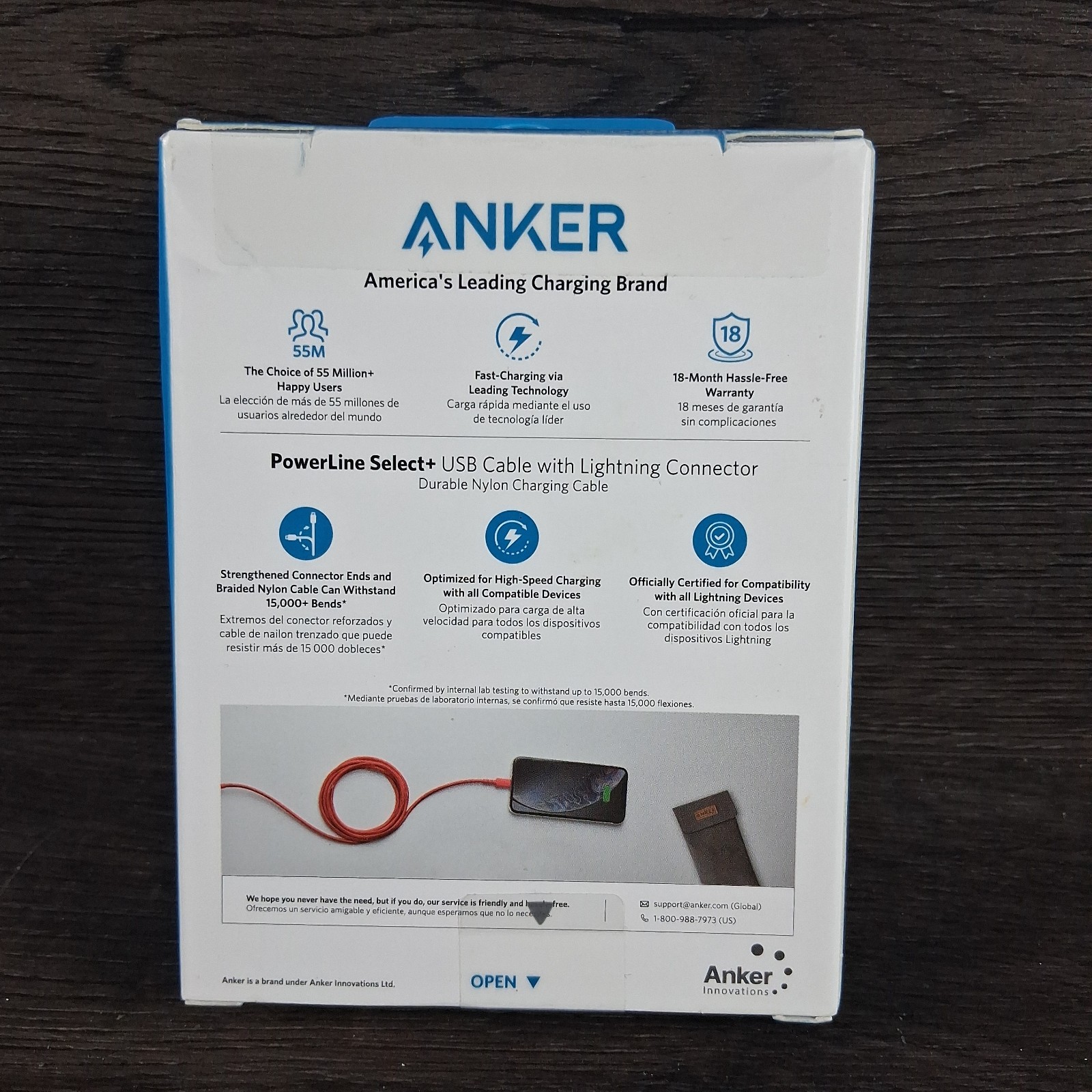 Anker USB-A Charging Cable For Apple Devices Red New