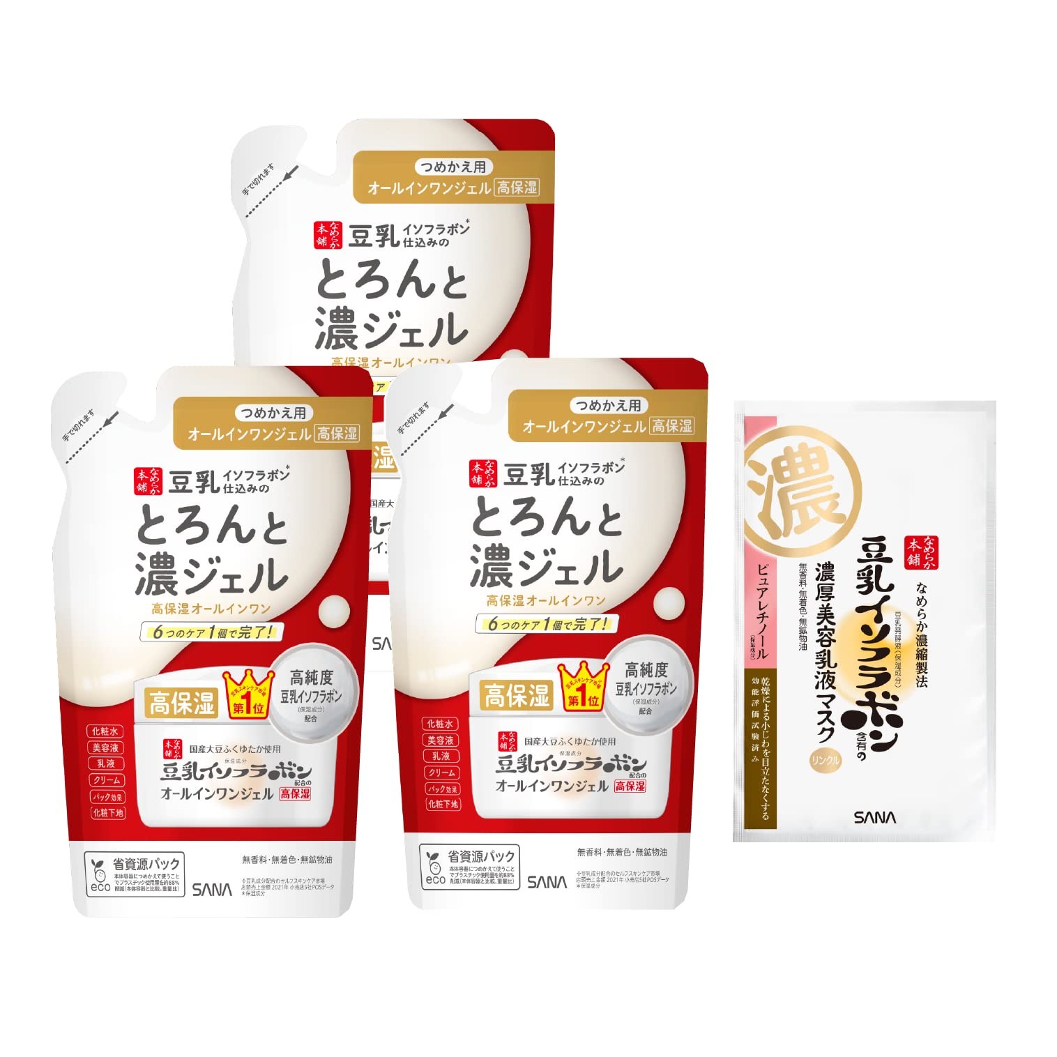 SANA NAMERAKA Thick Gel Enrich (Refill) Set of 3 100g Soy Milk Isoflavone High M
