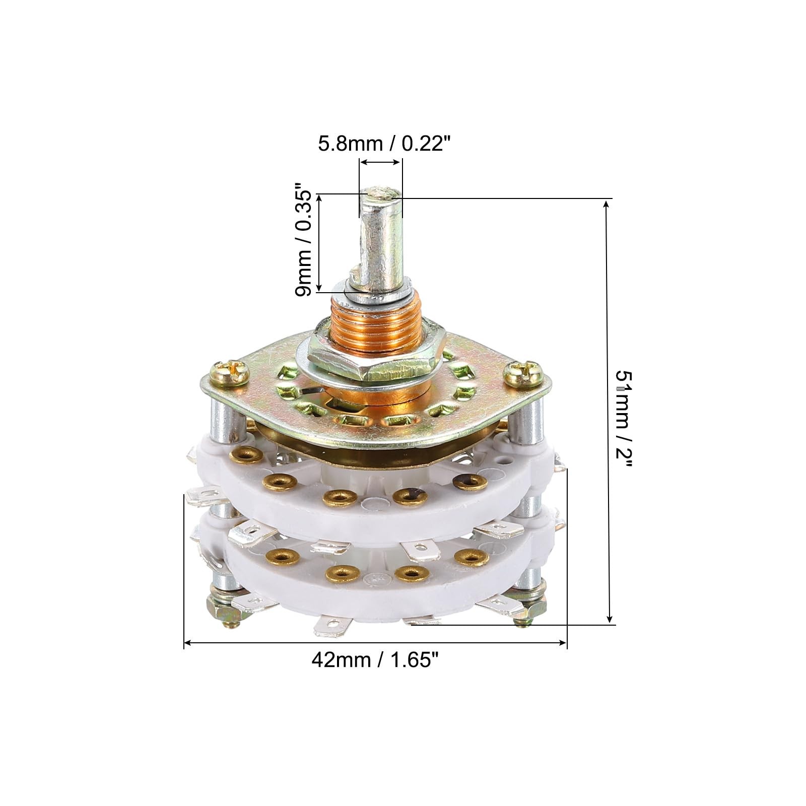MECCANIXITY 2P10T Rotary Switch 2 Pole 10 Position Band Selector 2 Deck White