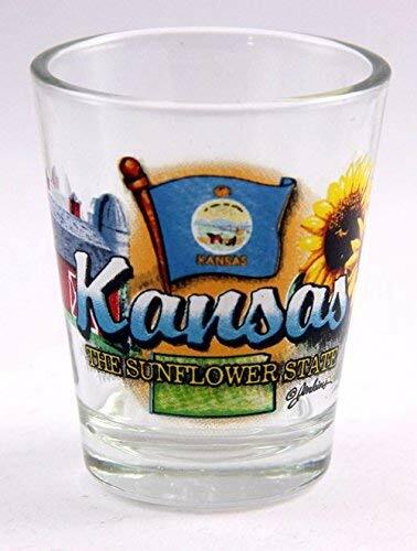 KANSAS SUNFLOWER STATE ELEMENTS SHOT GLASS SHOTGLASS