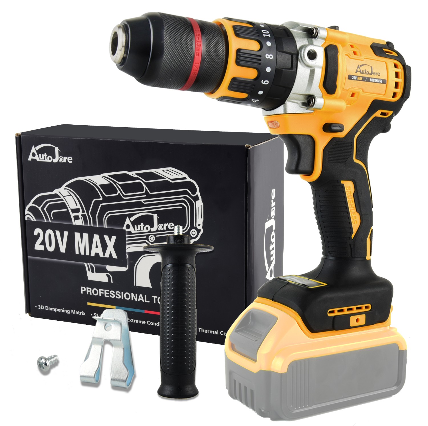1/2" Cordless Hammer Drill/Driver Brushless For DEWALT 20V MAX Battery 2-Speed