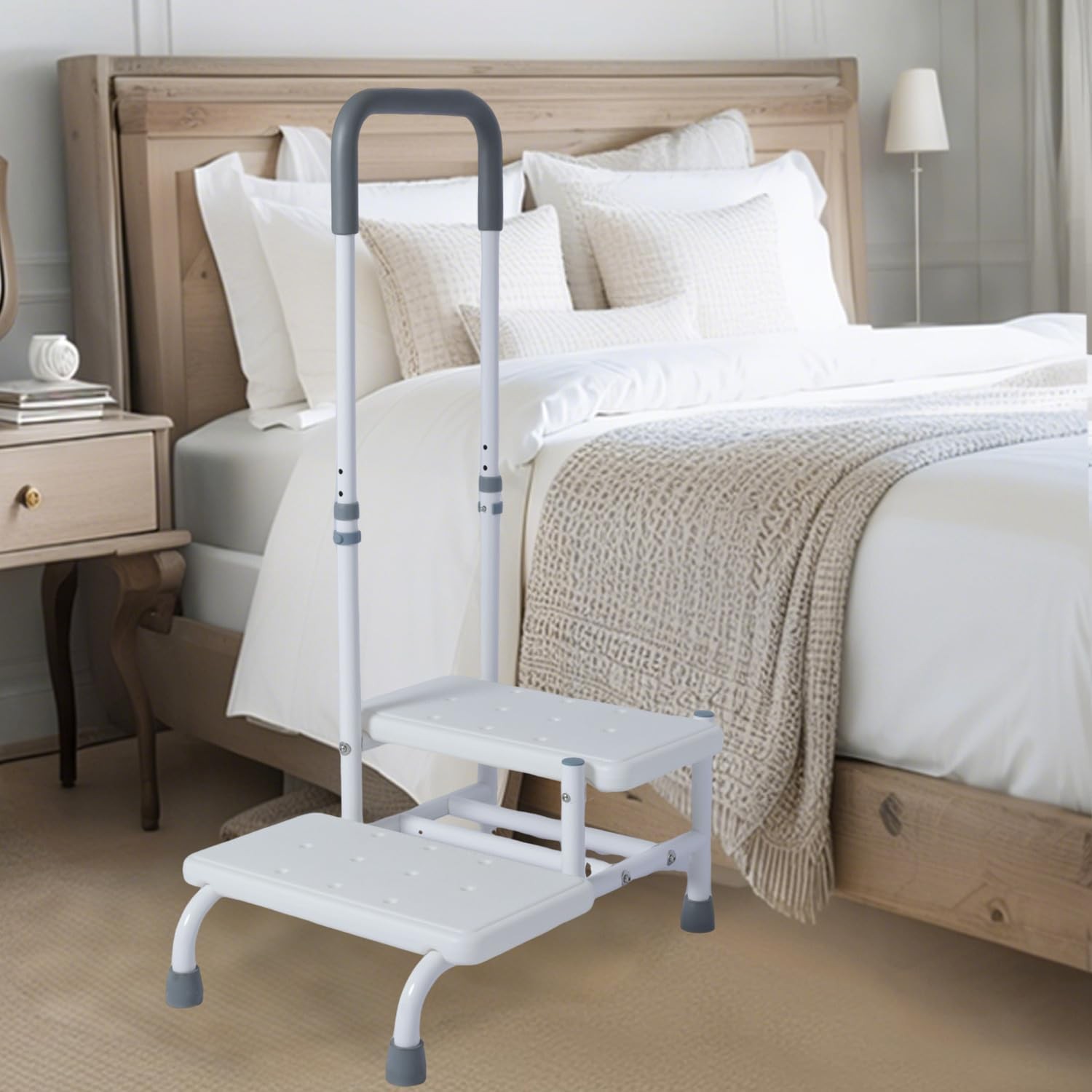 2 Step Stool with Handle for Elderly, Bed Steps for High Beds for Adults, Non...