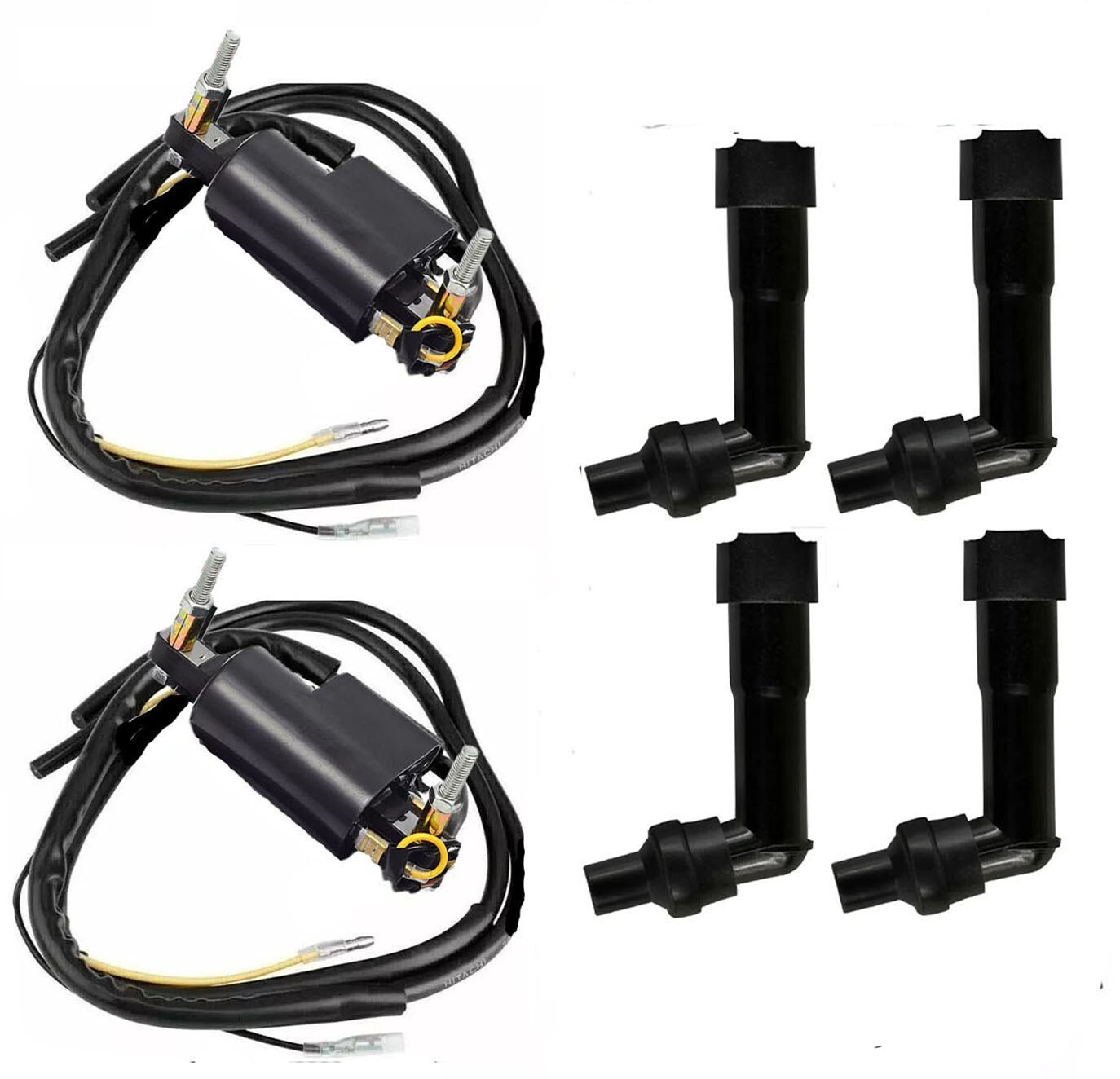 2X Ignition Coils + Spark Plug Caps For Honda CB750 A/F/K 750 Four 1969 - 1978