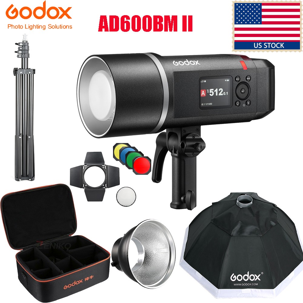 Godox AD600BMII 2.4G Outdoor Flash+AD-R6 BD-04 Barndoor+95cm Softbox+Stand+CB-09