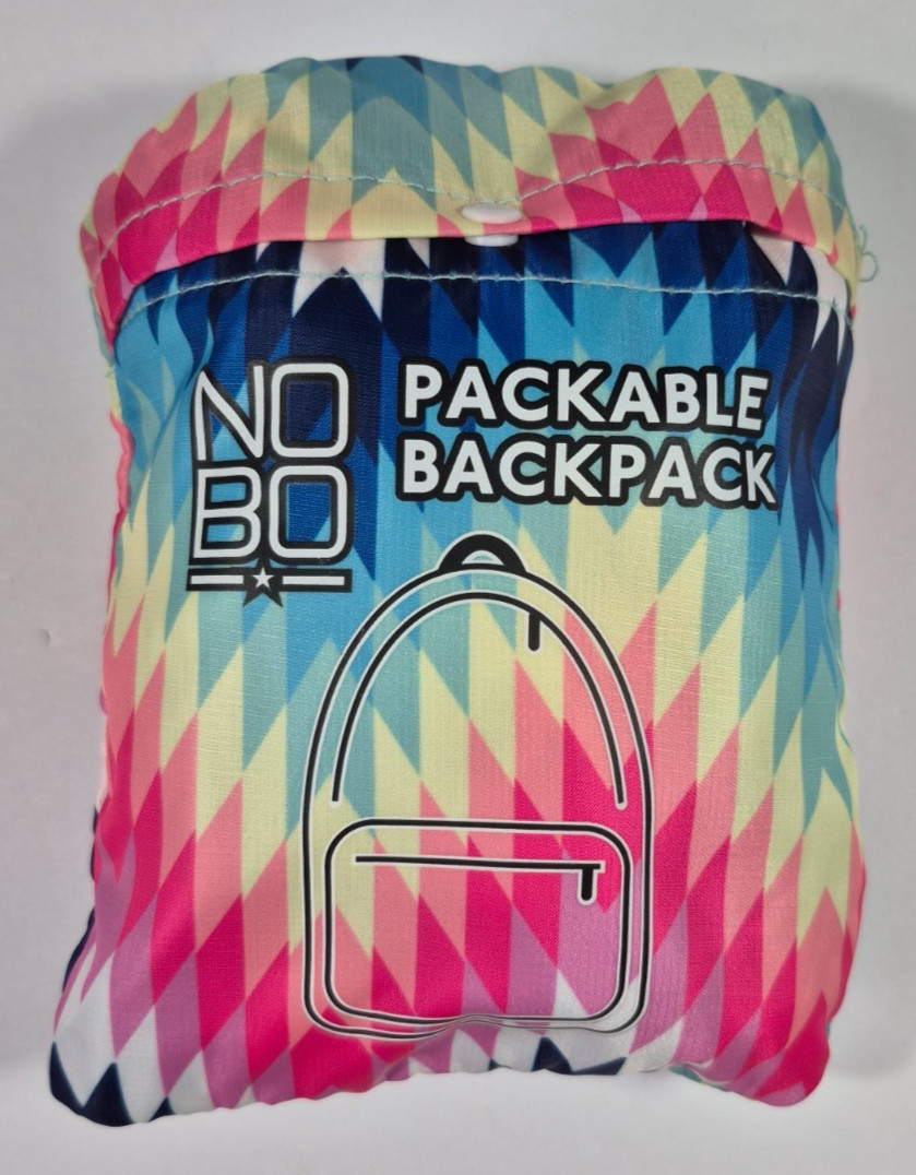 NOBO Packable Backpack Colorful Geometric Print Foldable Travel Daypack