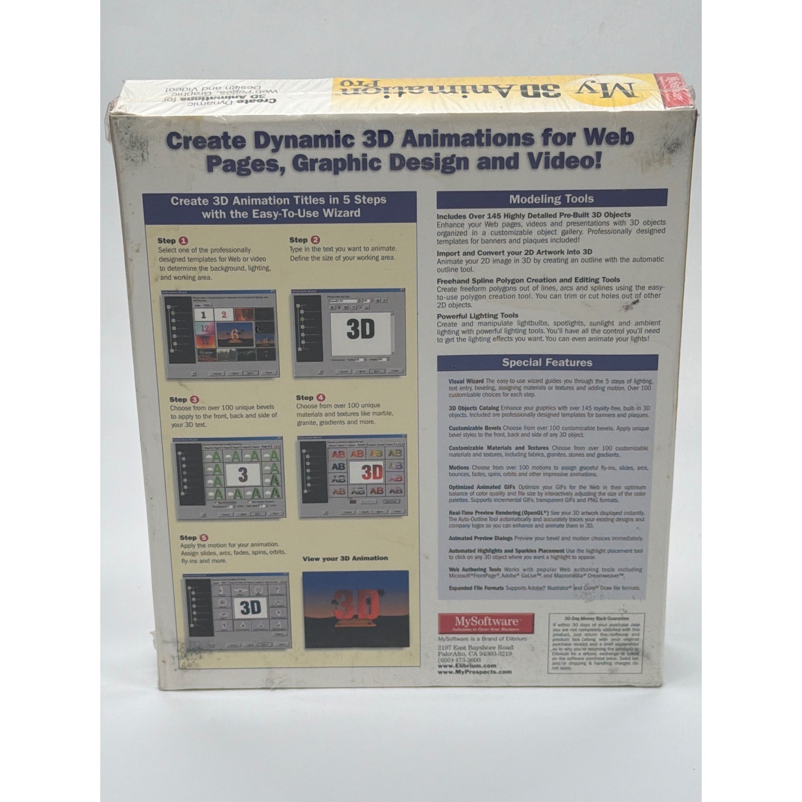 MySoftware My 3D Animation Pro Model 4120 Windows PC Software New Sealed Box