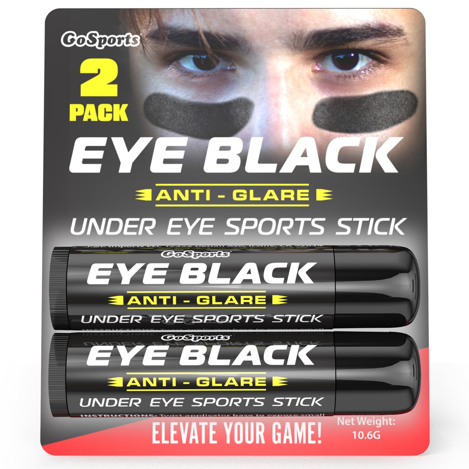 GoSports Anti Glare Eye Black Sports Stick for 0.19 Ounce (Pack of 2),
