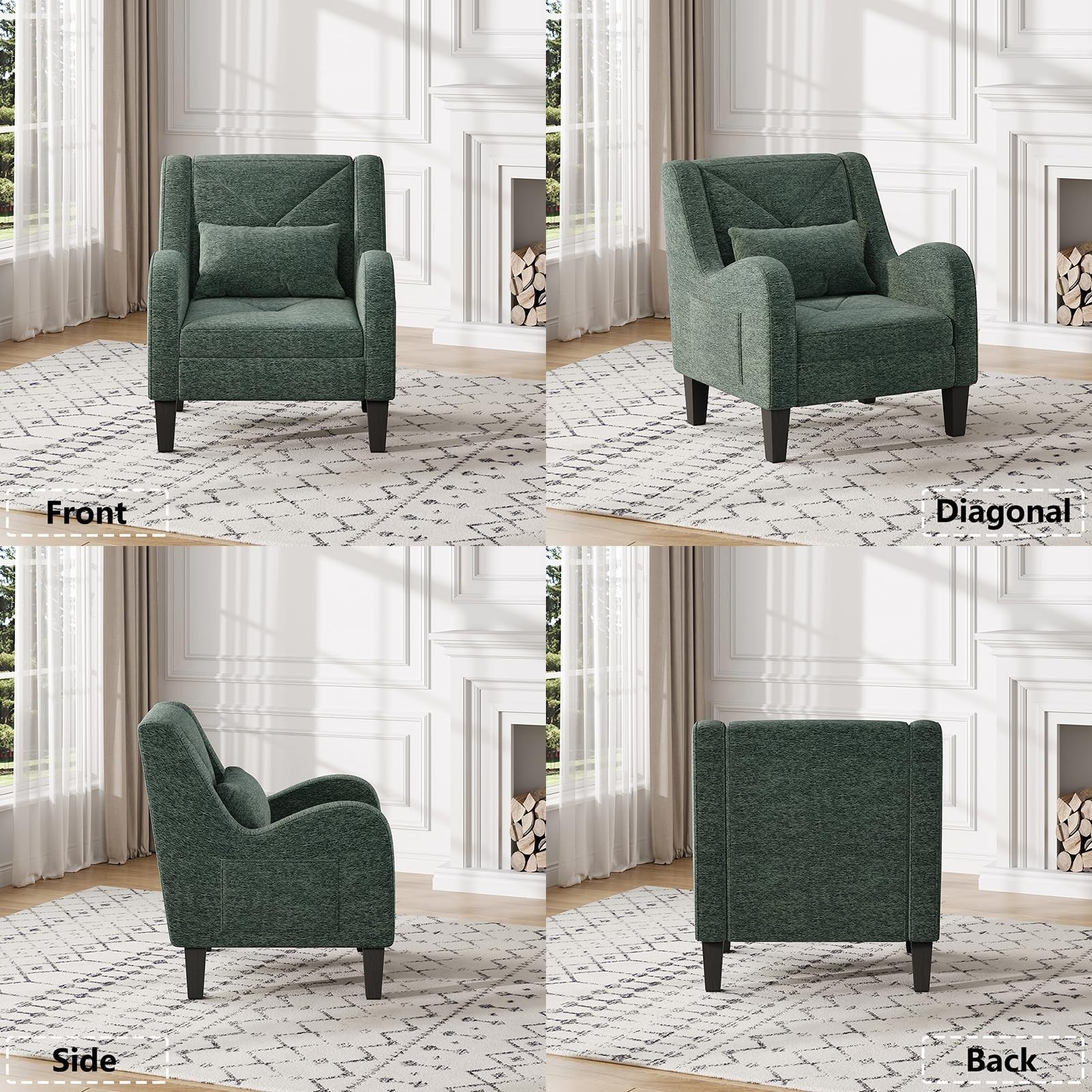 Chenille Accent Chair for Living Room Bedroom Chair Comfy Reading Chair
