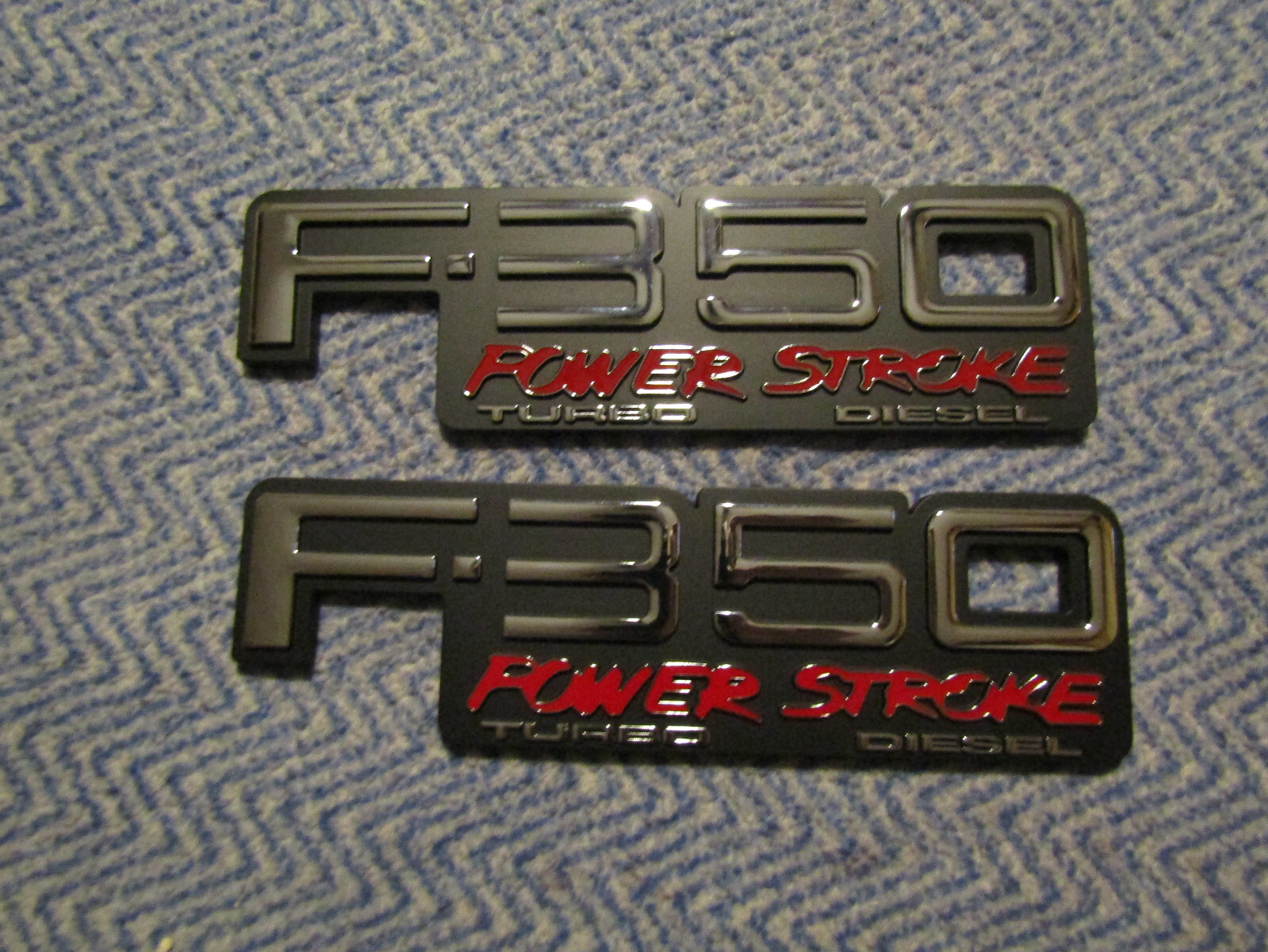 NEW 1992 - 1996 FORD F-350 F350 POWER STROKE TURBO DIESEL FENDER EMBLEMS CHROM 2