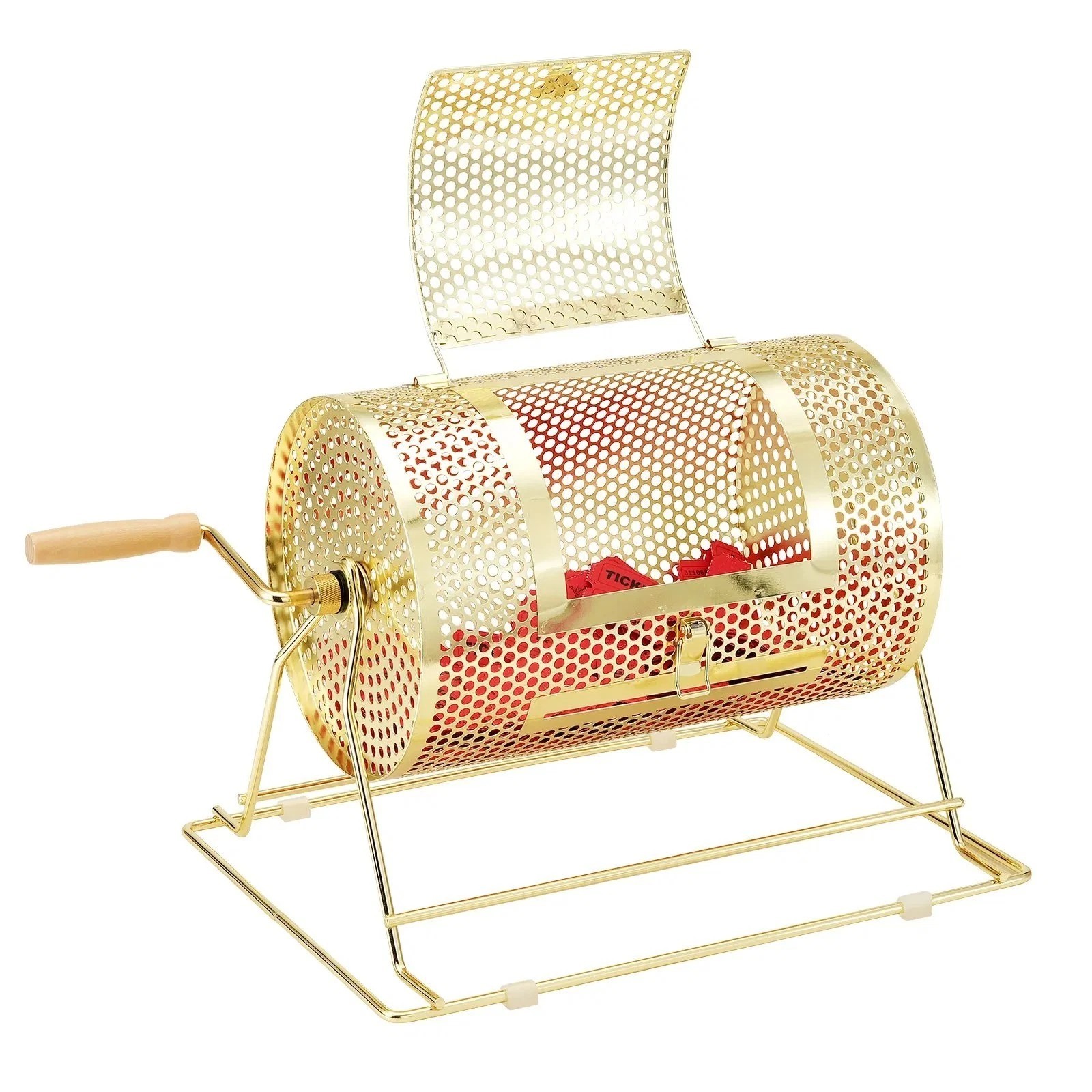 Raffle Drum,Holds 2500 Tickets or 100 Ping Pong Balls, Metal Lottery Spinning