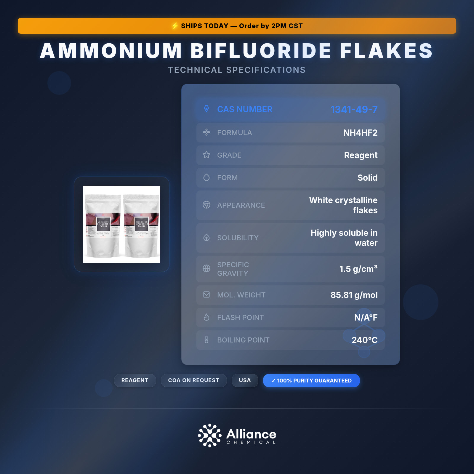 Ammonium Bifluoride Flakes - 2 Pack (10 lbs.)
