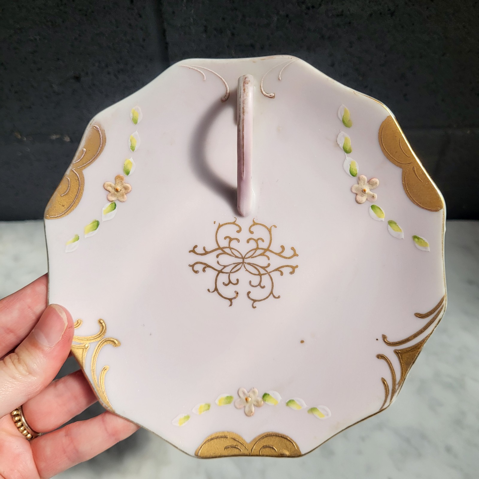 Vintage Nappy Dish - "Chine de Charme" Soft Pink with Gold Trim