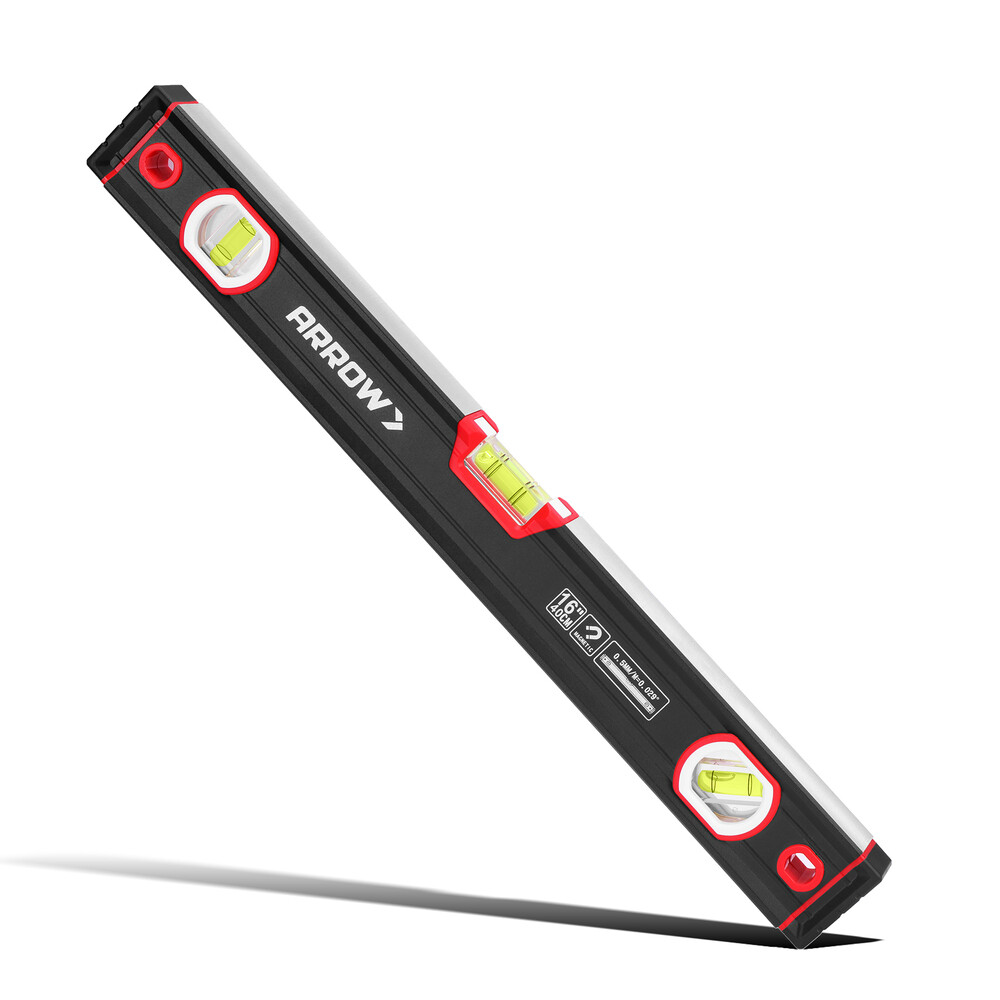 ARROW 16" Magnetic Torpedo Level 45°/90°/180° Bubble Aluminum Alloy Body 3 Vials