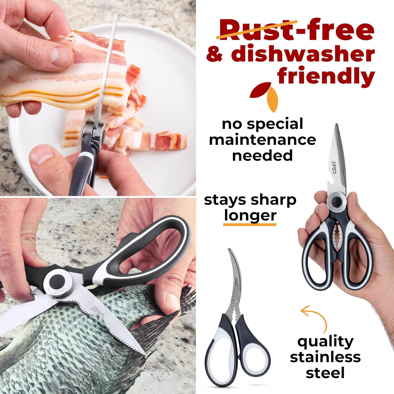 Kitchen Shears by - Lifetime Replacement Warranty - Includes Seafood Scissor...