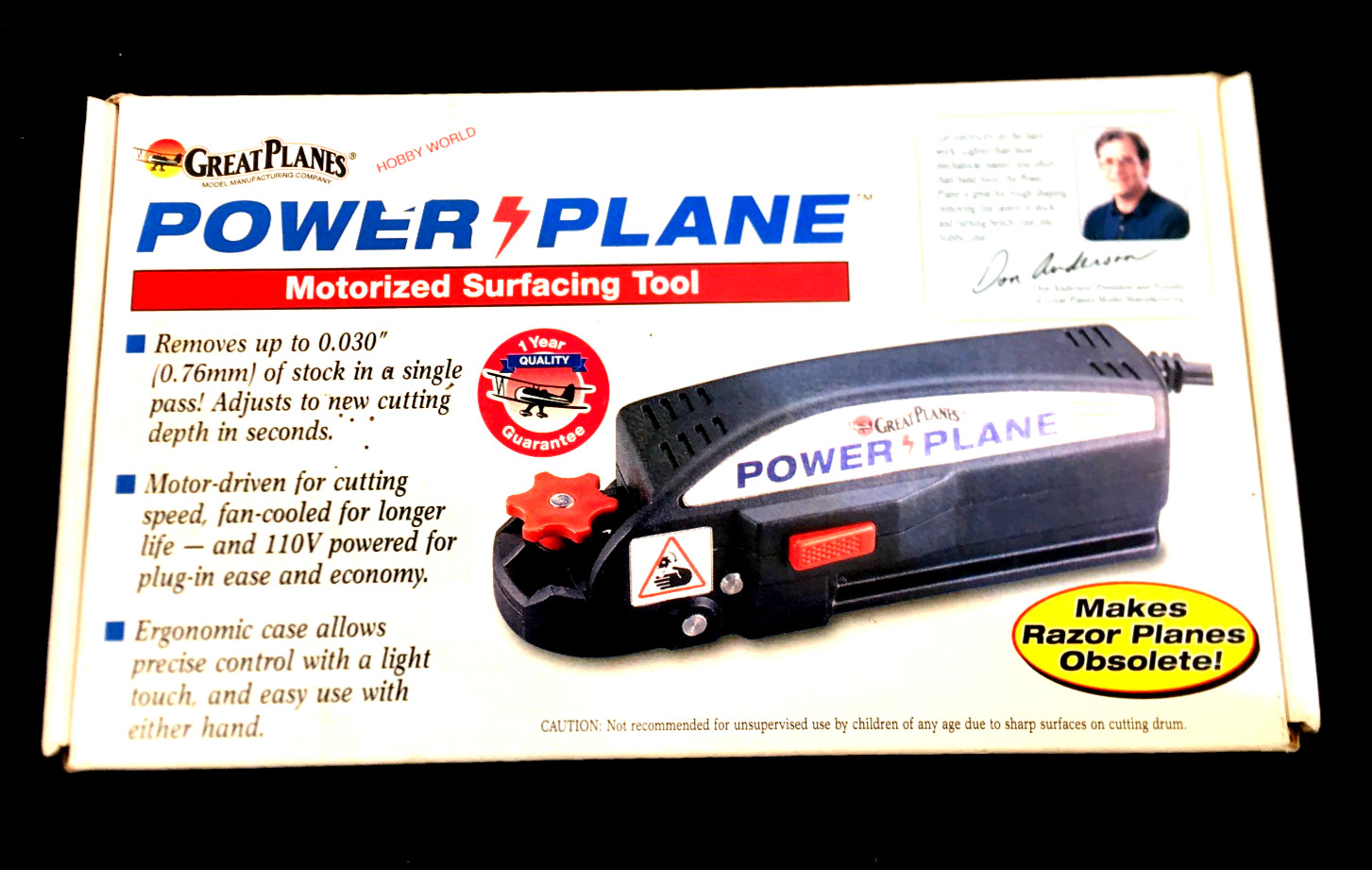 Great Planes Power Plane Motorized Surfacing Tool GPMR4030 In Box Tested Working