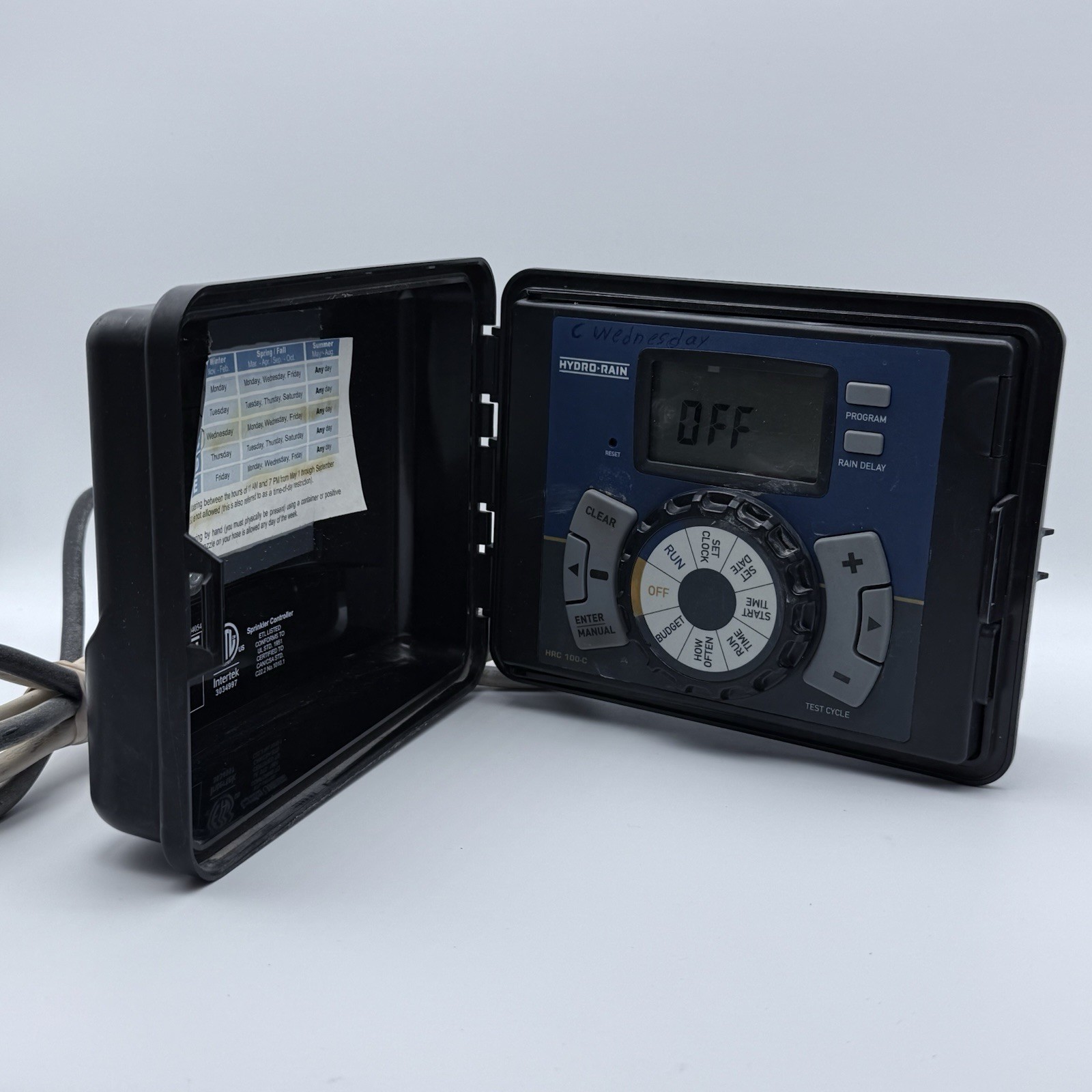 Hydro-Rain HRC 100-C 6 Station Sprinkler Controller Timer Indoor/Outdoor Works