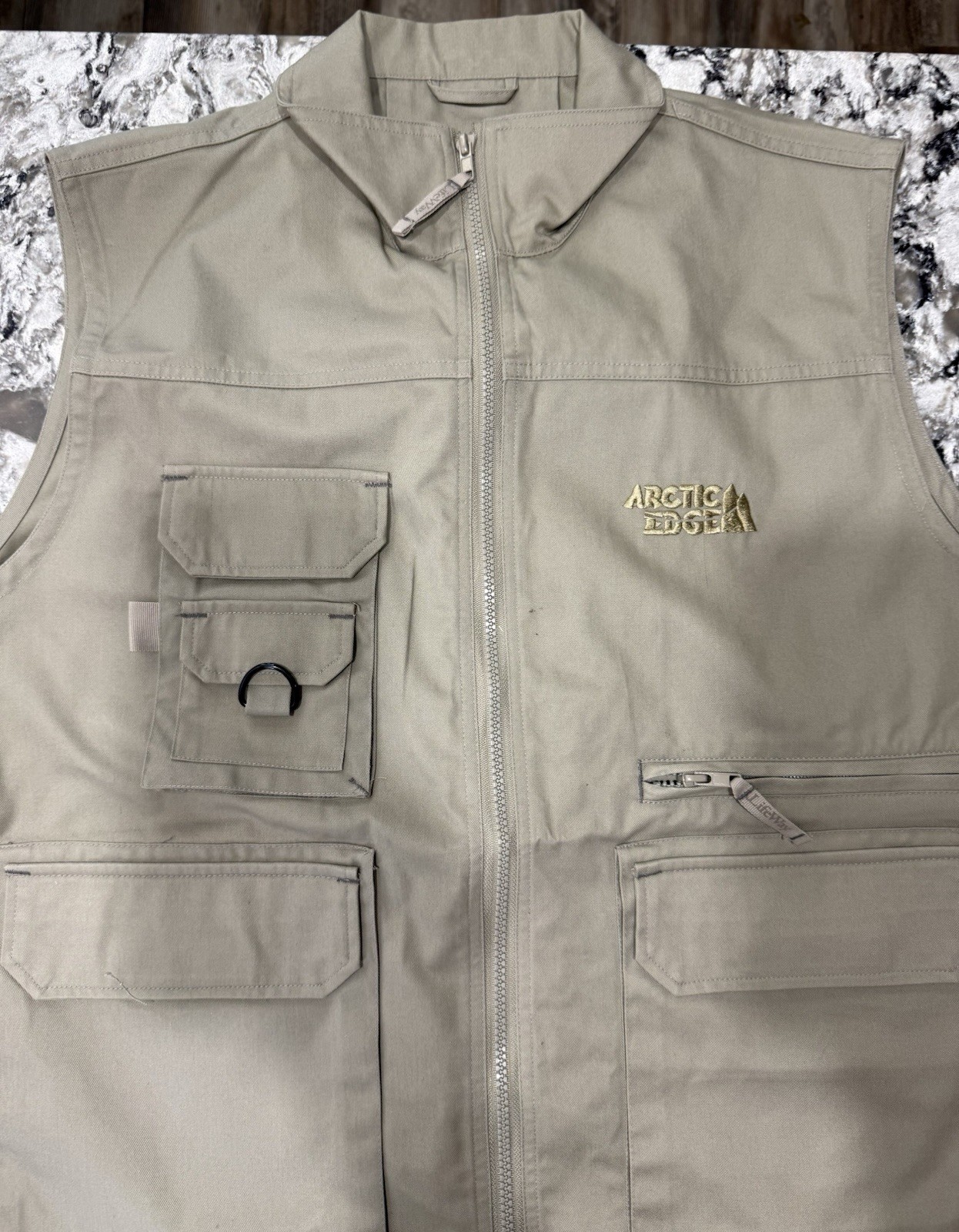 LifeWay Fishing Vest Khaki Sports Utility L Arctic Edge Embroidery Joshua 1:9