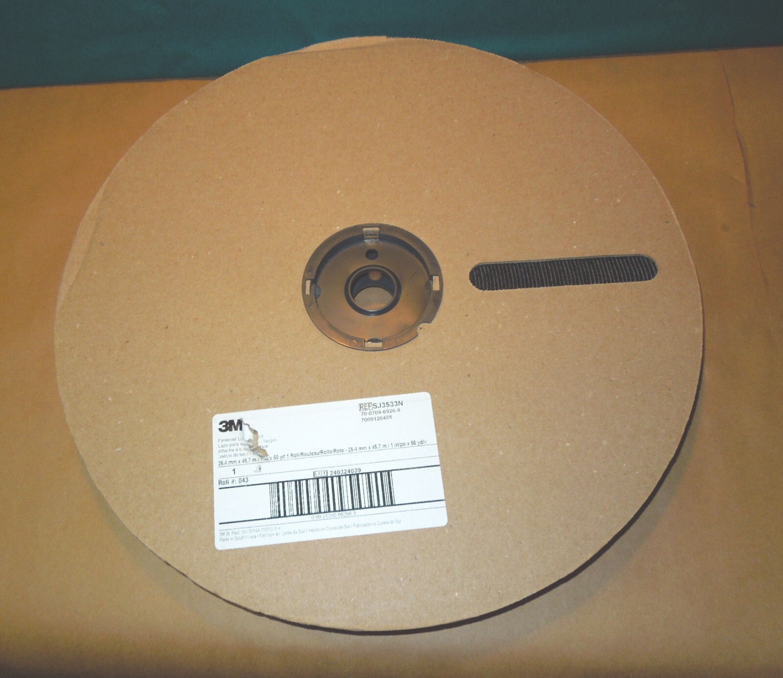 3M fastener loop black SJ3533N  1" wide by  50 yard roll - New