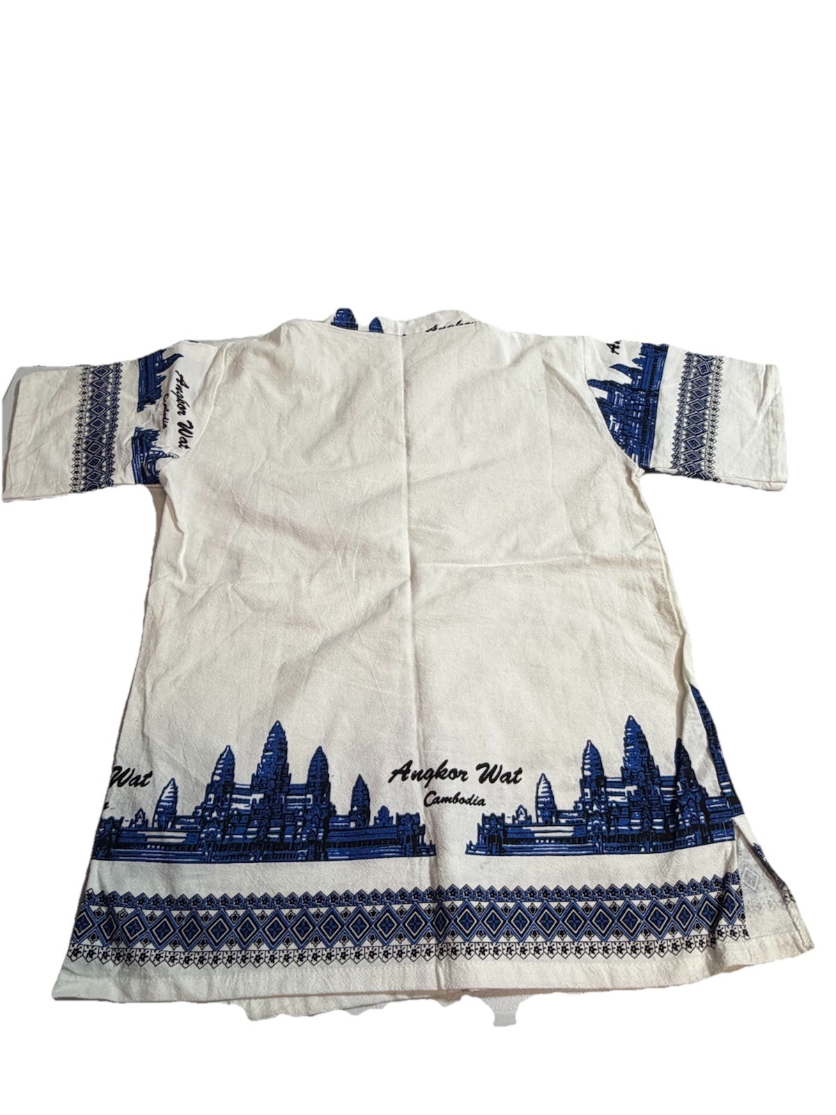 Angkor Dashiki Shirt Cotton White Size M Unisex Traditional Cambodia
