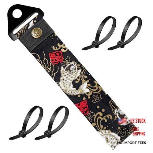 Racing Tow Strap, Car Modification JDM Sports Bumper Decorative Fishes Black
