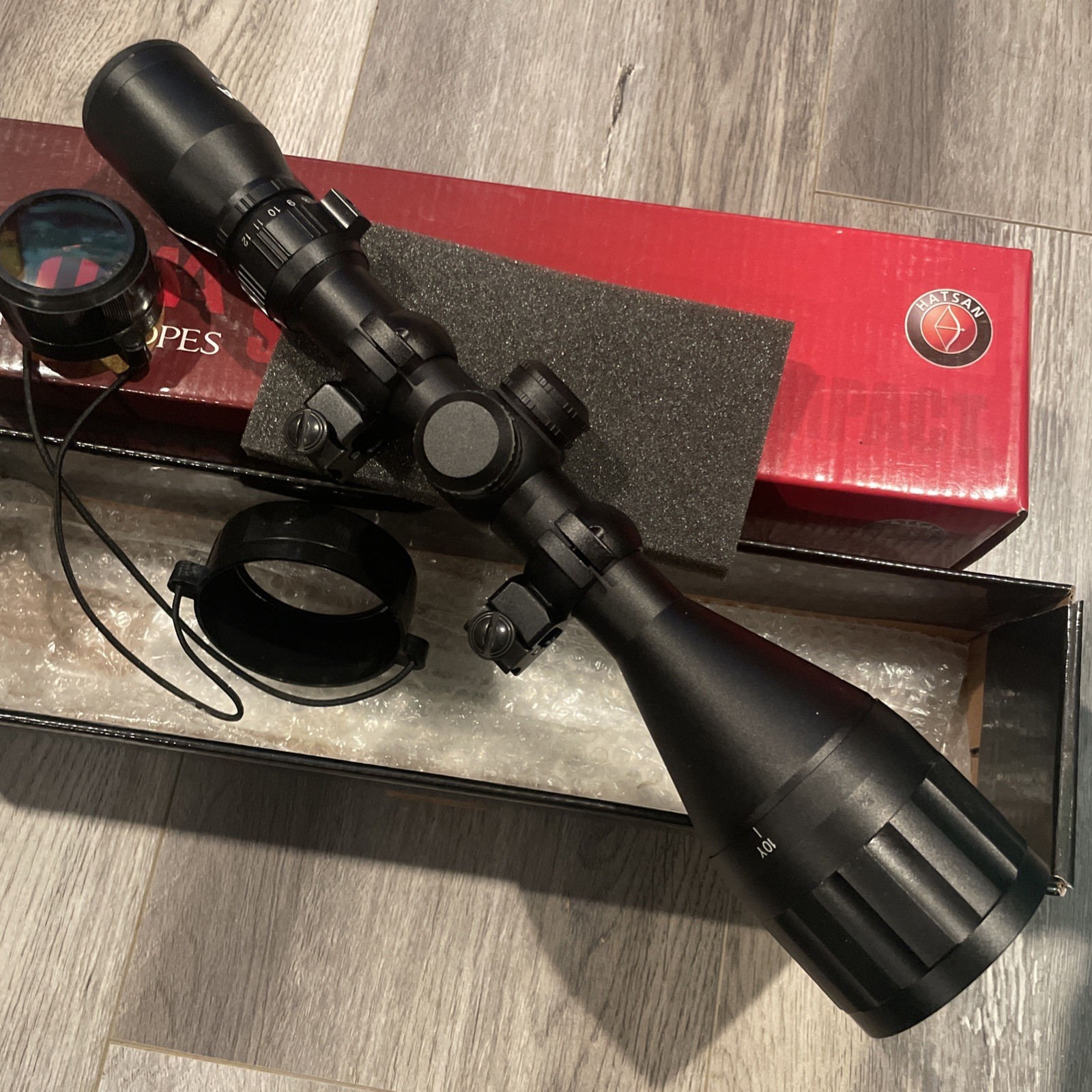 Hatsan Optima 3-12X50 AO Airgun Scope With Rings & Caps Mil-Dot Reticle HA90502