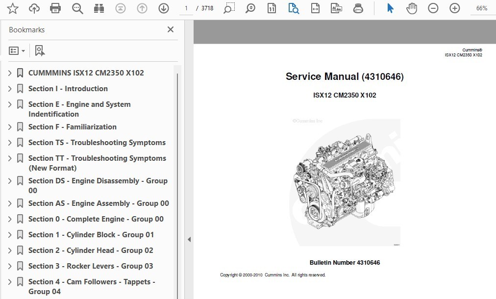 CUMMMINS ISX12 CM2350 X102 4310646 Service Manuals on USB PDF